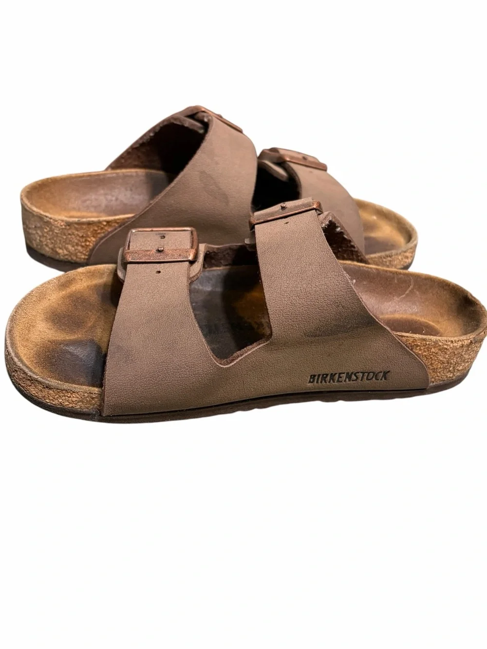 Birkenstocks Brown Double-Buckle Slide Sandals with Adjustable Straps